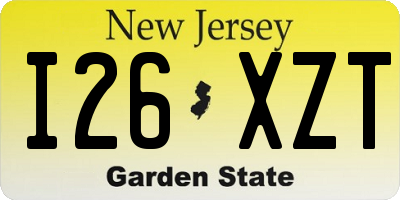 NJ license plate I26XZT