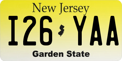 NJ license plate I26YAA