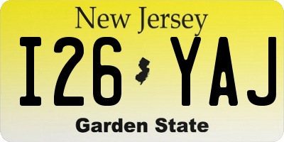 NJ license plate I26YAJ