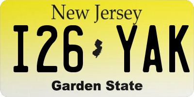 NJ license plate I26YAK