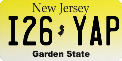 NJ license plate I26YAP