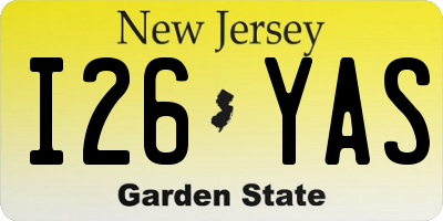 NJ license plate I26YAS