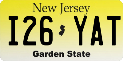 NJ license plate I26YAT
