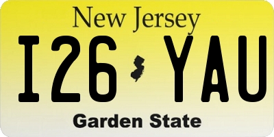 NJ license plate I26YAU