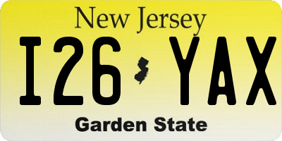 NJ license plate I26YAX