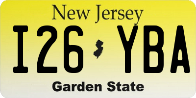 NJ license plate I26YBA