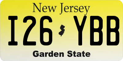 NJ license plate I26YBB