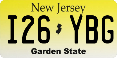 NJ license plate I26YBG
