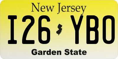 NJ license plate I26YBO