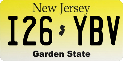 NJ license plate I26YBV