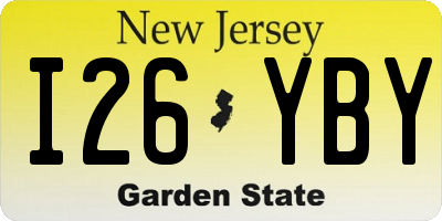 NJ license plate I26YBY