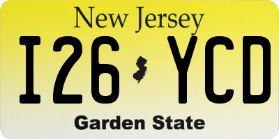 NJ license plate I26YCD