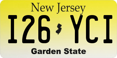 NJ license plate I26YCI