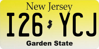 NJ license plate I26YCJ