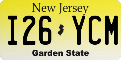 NJ license plate I26YCM