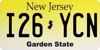 NJ license plate I26YCN