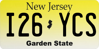 NJ license plate I26YCS