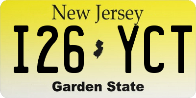 NJ license plate I26YCT