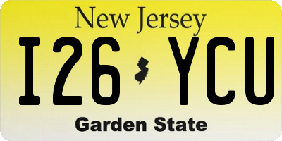NJ license plate I26YCU