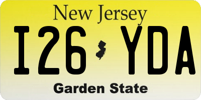 NJ license plate I26YDA