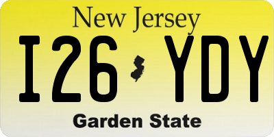NJ license plate I26YDY