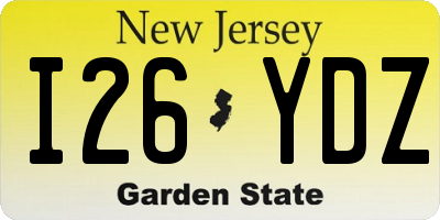 NJ license plate I26YDZ