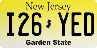NJ license plate I26YED