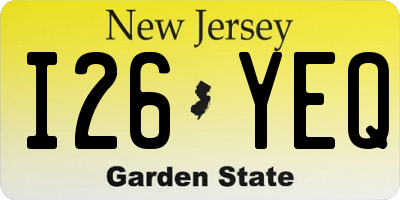 NJ license plate I26YEQ