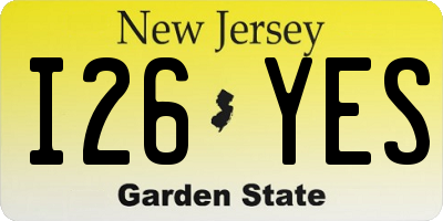 NJ license plate I26YES