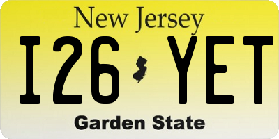 NJ license plate I26YET