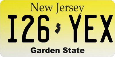 NJ license plate I26YEX
