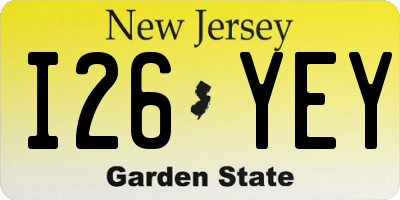 NJ license plate I26YEY