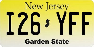 NJ license plate I26YFF