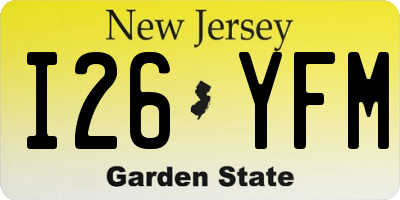 NJ license plate I26YFM
