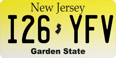 NJ license plate I26YFV