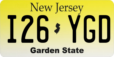 NJ license plate I26YGD