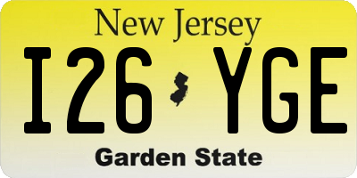 NJ license plate I26YGE