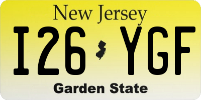 NJ license plate I26YGF