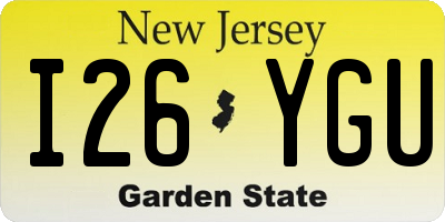 NJ license plate I26YGU
