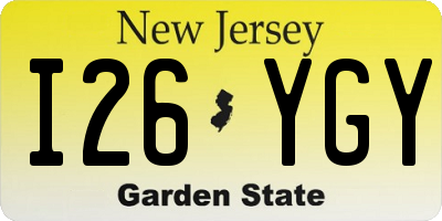 NJ license plate I26YGY