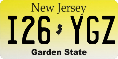 NJ license plate I26YGZ