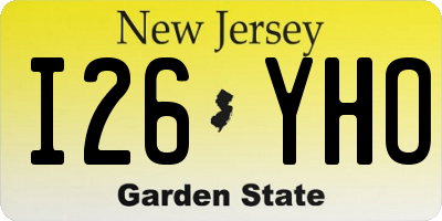 NJ license plate I26YHO