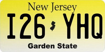 NJ license plate I26YHQ