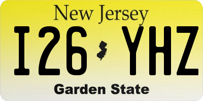NJ license plate I26YHZ