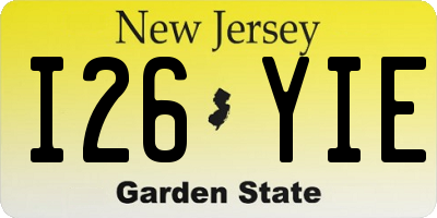 NJ license plate I26YIE