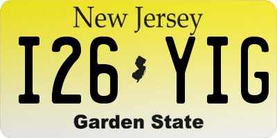 NJ license plate I26YIG