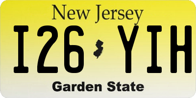 NJ license plate I26YIH