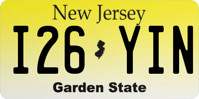 NJ license plate I26YIN