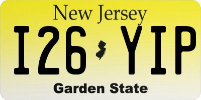 NJ license plate I26YIP