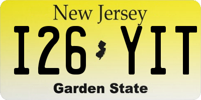 NJ license plate I26YIT